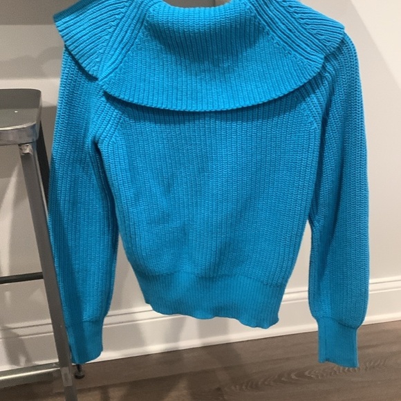 NWT LOFT Sweater Pullover Vibrant Blue Knit OVERSIZED XS - Picture 4 of 9